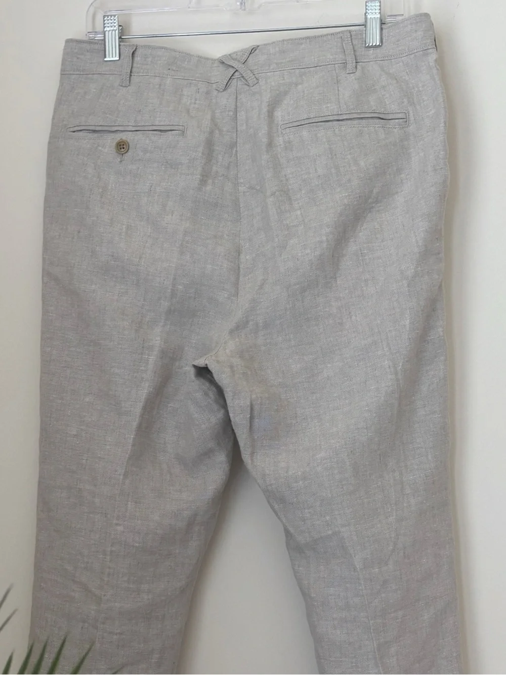 Alex Mill Men's Standard Slim-Fit Cropped Pleated Linen Trousers Sz 32 Neutrals